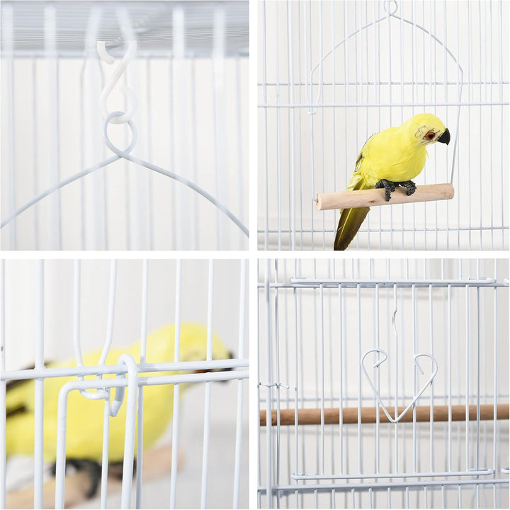 PawHut Vogelkäfig Vogelhaus Vogelvoliere Wellensittich Vogelbauer mit ausnehmbarer Bodenschale Weiss