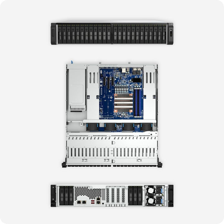 QNAP TS-h3077AFU-R7-64G | 30-Bay 2,5"-inch SATA, All-Flash, Ryzen Pro CPU, 2 x 2.5 GbE + 2 x 10GbE B
