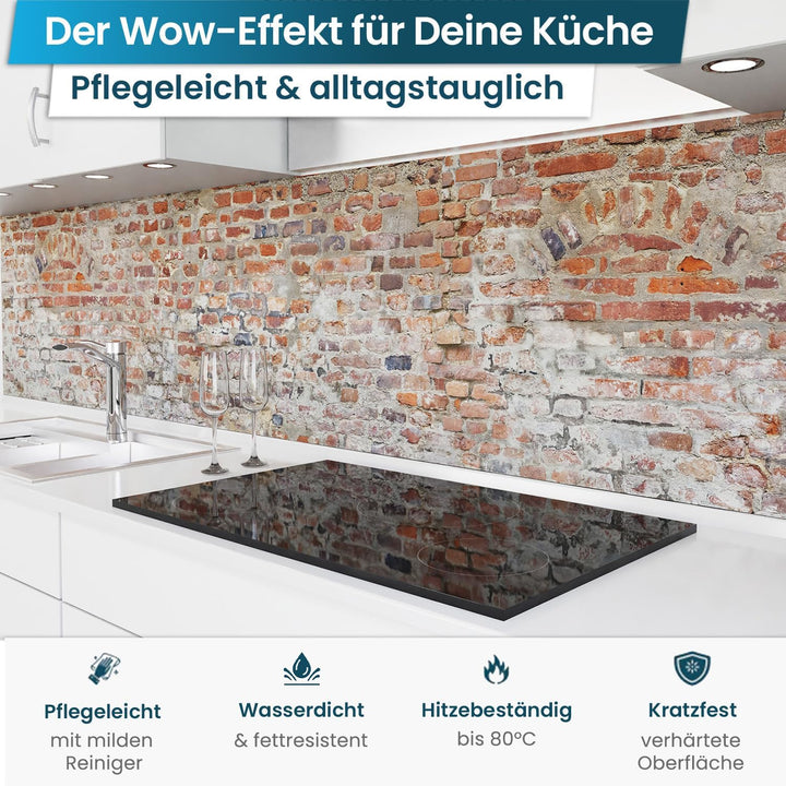danario Küchenrückwand selbstklebend - Matt - Spritzschutz Küche - versteifte PET Folie - 0,4 mm - A