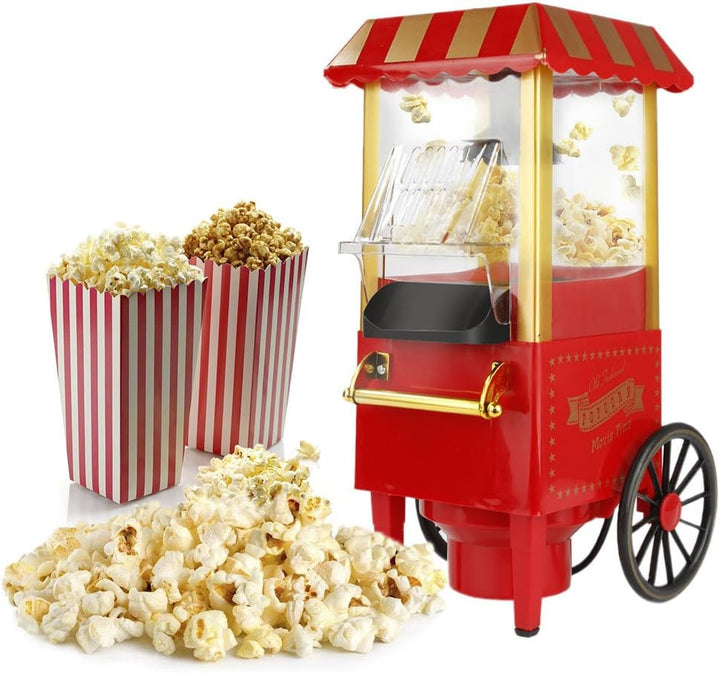 Popcornmaschine, Popcorn in 3 Minuten, kein Fett, Heissluft, ölfrei, 1200 W, ideal für Familie und A