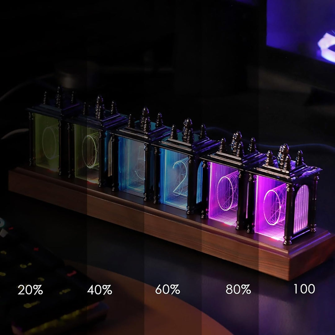 LIROPAU Nixie Tube Clock, RGB LED Röhrenuhr, Mit Power-Off-Memory-Funktion, DIY Datum und Uhrzeit, M
