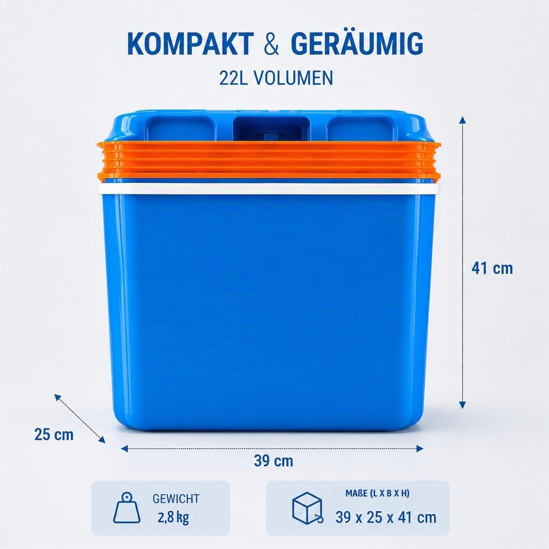 NEMT Elektrische Kühlbox 22L – Thermobox mit 12V/230V – für Camping, Auto