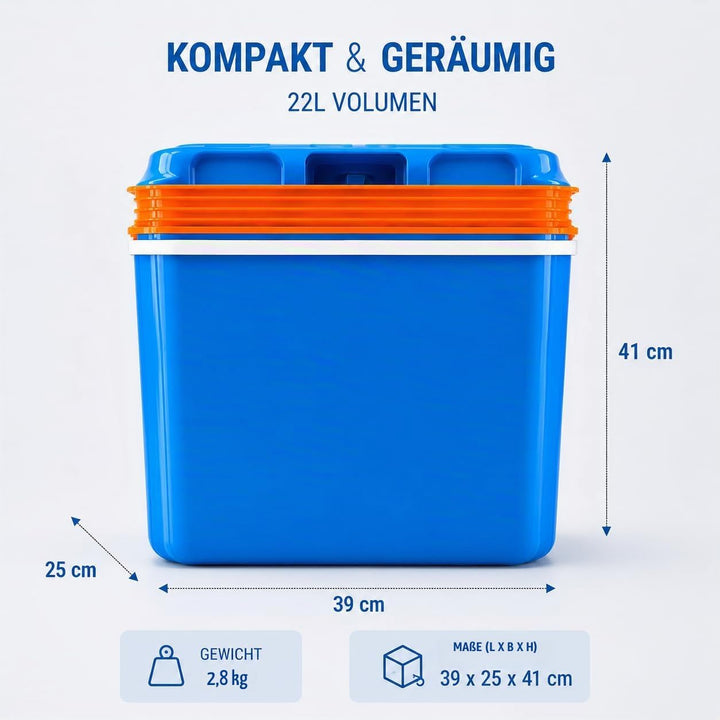 NEMT Elektrische Kühlbox 22L – Thermobox mit 12V/230V – für Camping, Auto
