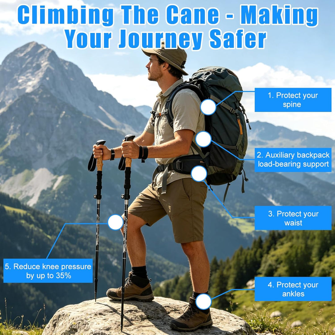Wanderstöcke, Faltbar, Teleskopstöcke (110-130 cm), Ultraleichte Alu Trekkingstöcke oder Carbon, Wal