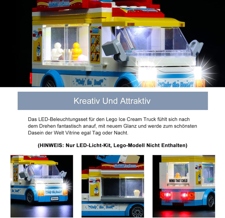 Led Licht Set für Lego Eiswagen, Dekorationsbeleuchtungsset für Lego 60253 City Great Vehicles Eiswa