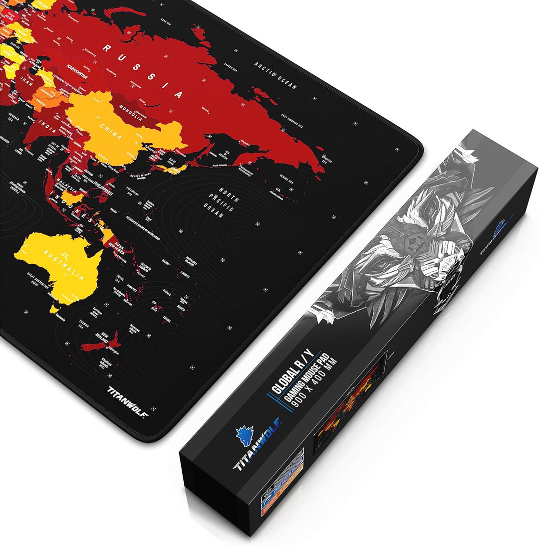 TITANWOLF – XXL Gaming Mauspad 900x400 mm - Tischunterlage Mousepad gross - Präzision und Geschwindi