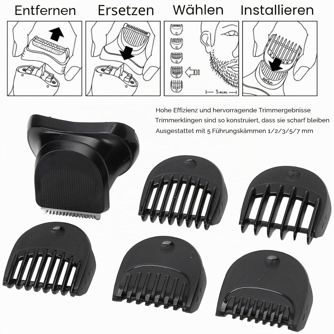Elektrorasierer Trimmerkopf für Serie 3, Elektrorasiererkopf mit 5 X Führungskamm 1/2/3/5/7 Mm, Ersa