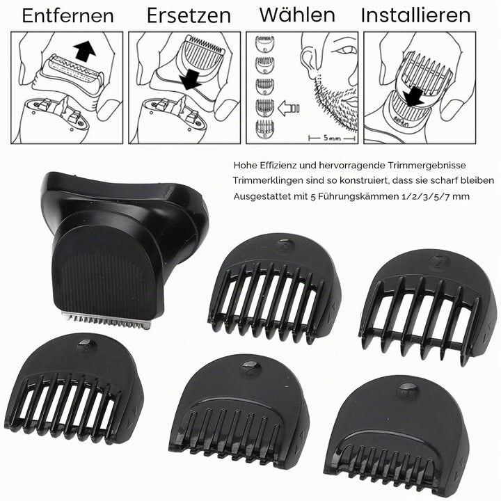 Elektrorasierer Trimmerkopf für Serie 3, Elektrorasiererkopf mit 5 X Führungskamm 1/2/3/5/7 Mm, Ersa