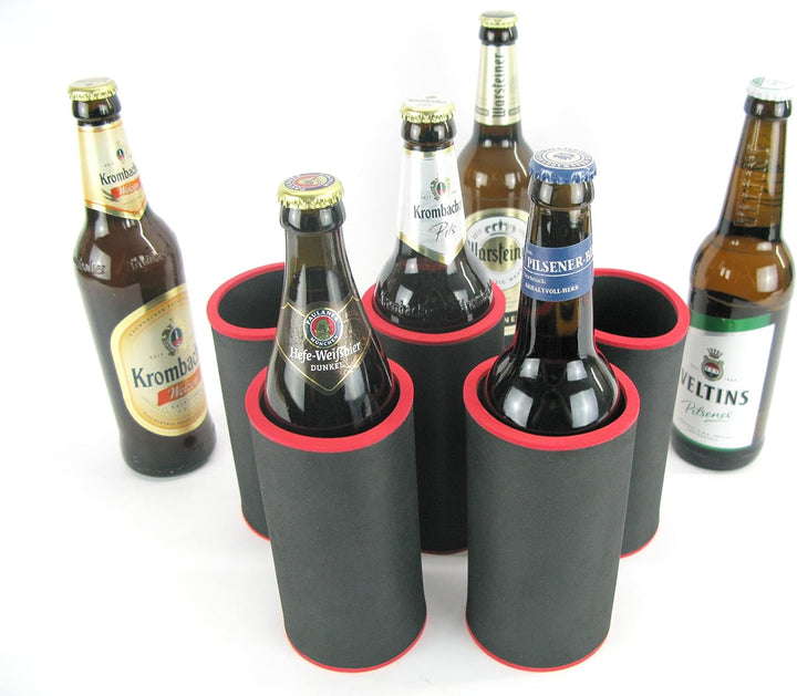 5er Set schwarze Getränkekühler 0,5l Flasche - Bierkühler - Neoprenkühler - passgenau ~Flaschenkühle