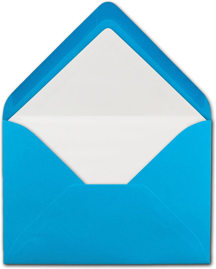 250 Briefumschläge Azurblau (Blau) - DIN C6 - gefüttert mit weissem Seidenpapier - 100 g/m² - 11,4 x