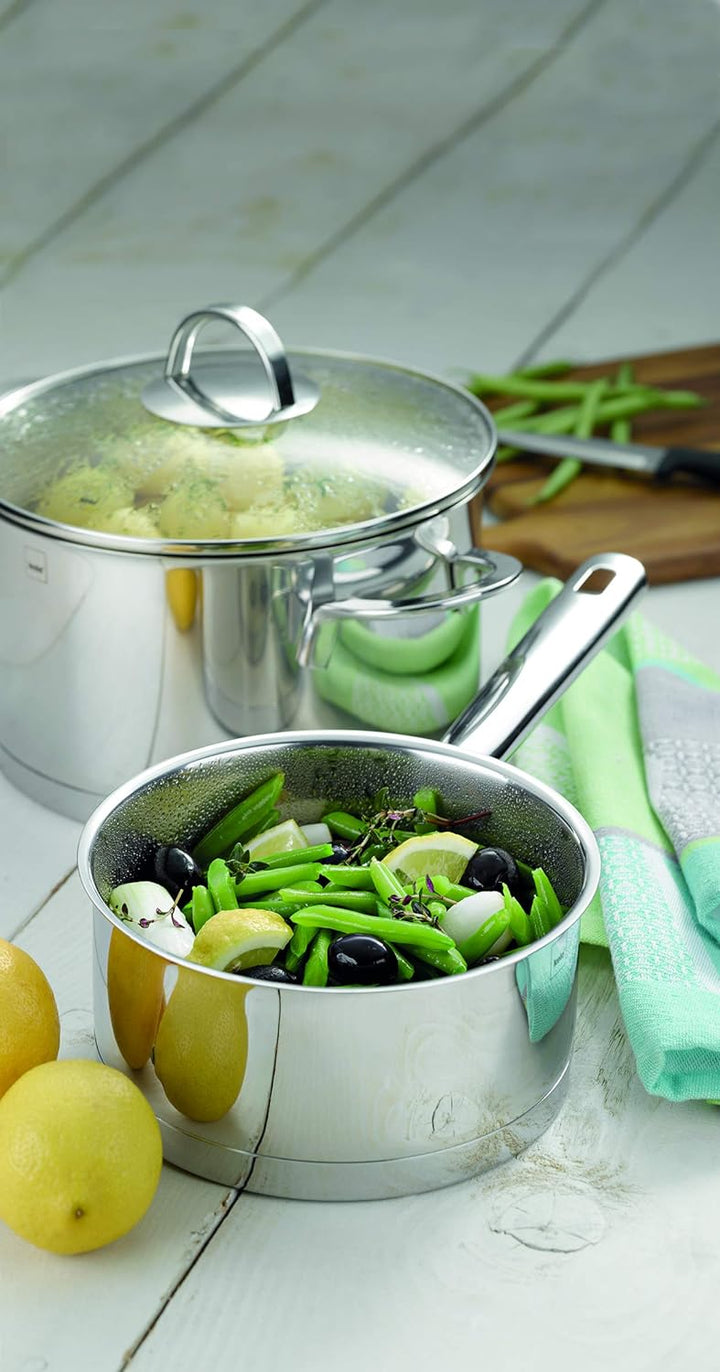 Kela 10964 Stielkasserolle, 1,5 l Fassungsvermögen, 16 cm Durchmesser, 18/10 Edelstahl mit Glanzopti