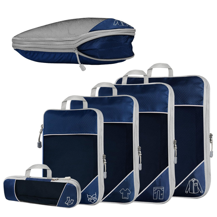 5-teilig Kompressions Packwürfel Set für Reisen, Compression Packing Cube zur Organisation Ihres Rei