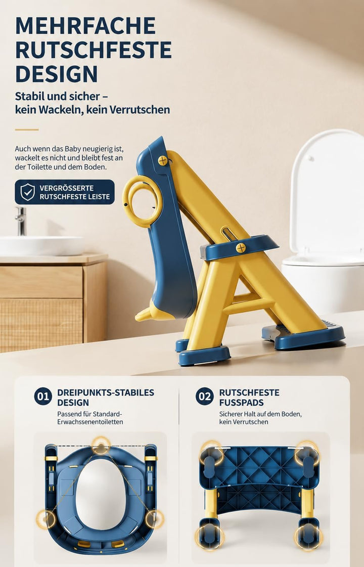 Toilettentrainer für Kinder für Jungen und Mädchen, 2 in 1 Kind Toilettensitz mit Treppe, Spritz und