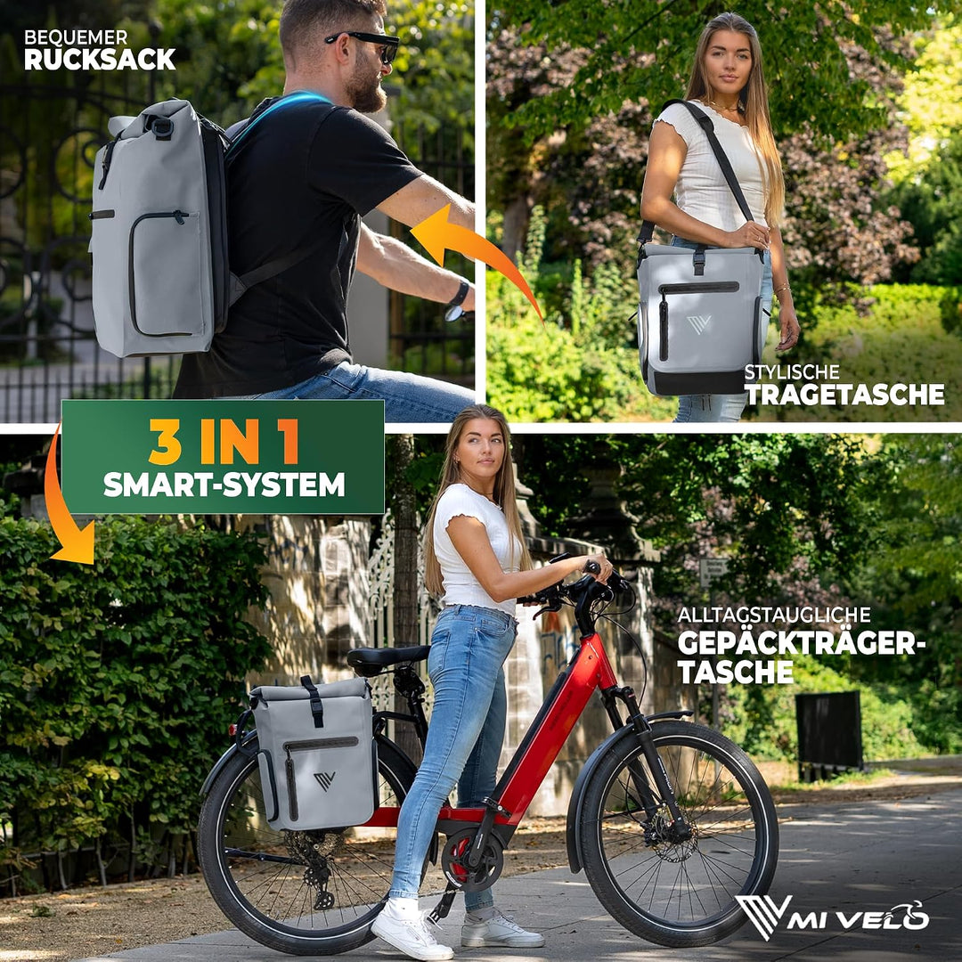 MIVELO 3in1 Fahrradtasche für Gepäckträger I Rucksack &amp; Gepäckträgertasche hinten - in 15 Sekunden u