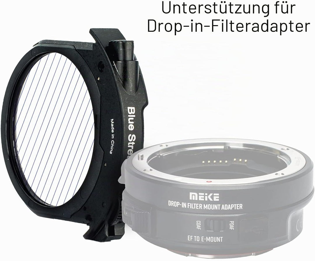Meike Blue Streak Drop-in Filter für Canon und Meike Drop-in Filter Mount Adapter Serie MK-EFTR-BS,