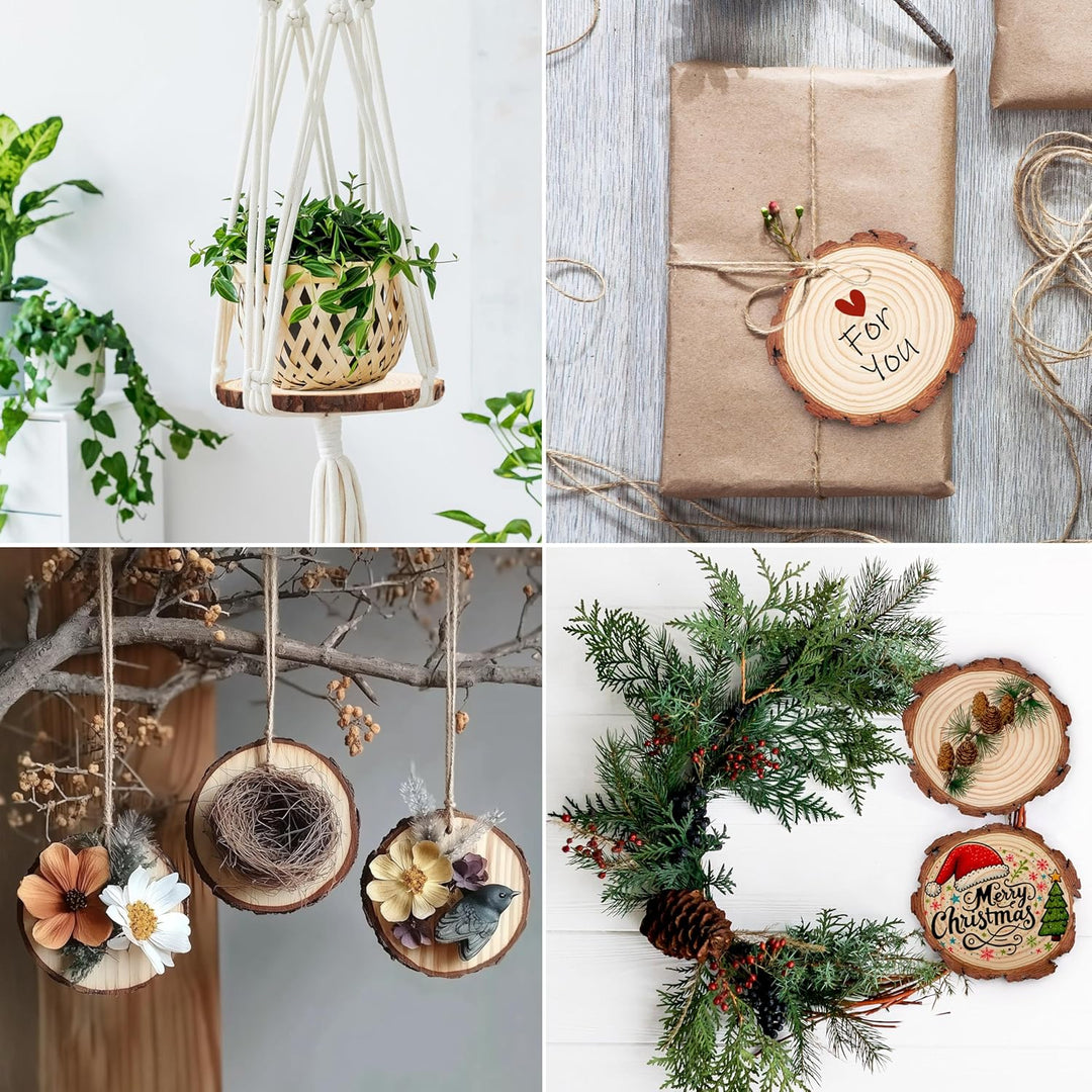 Kurtzy Natürliche Runde Holzscheiben zum Basteln (10er Pack) 14-16cm Durchmesser - Holzscheiben Rund