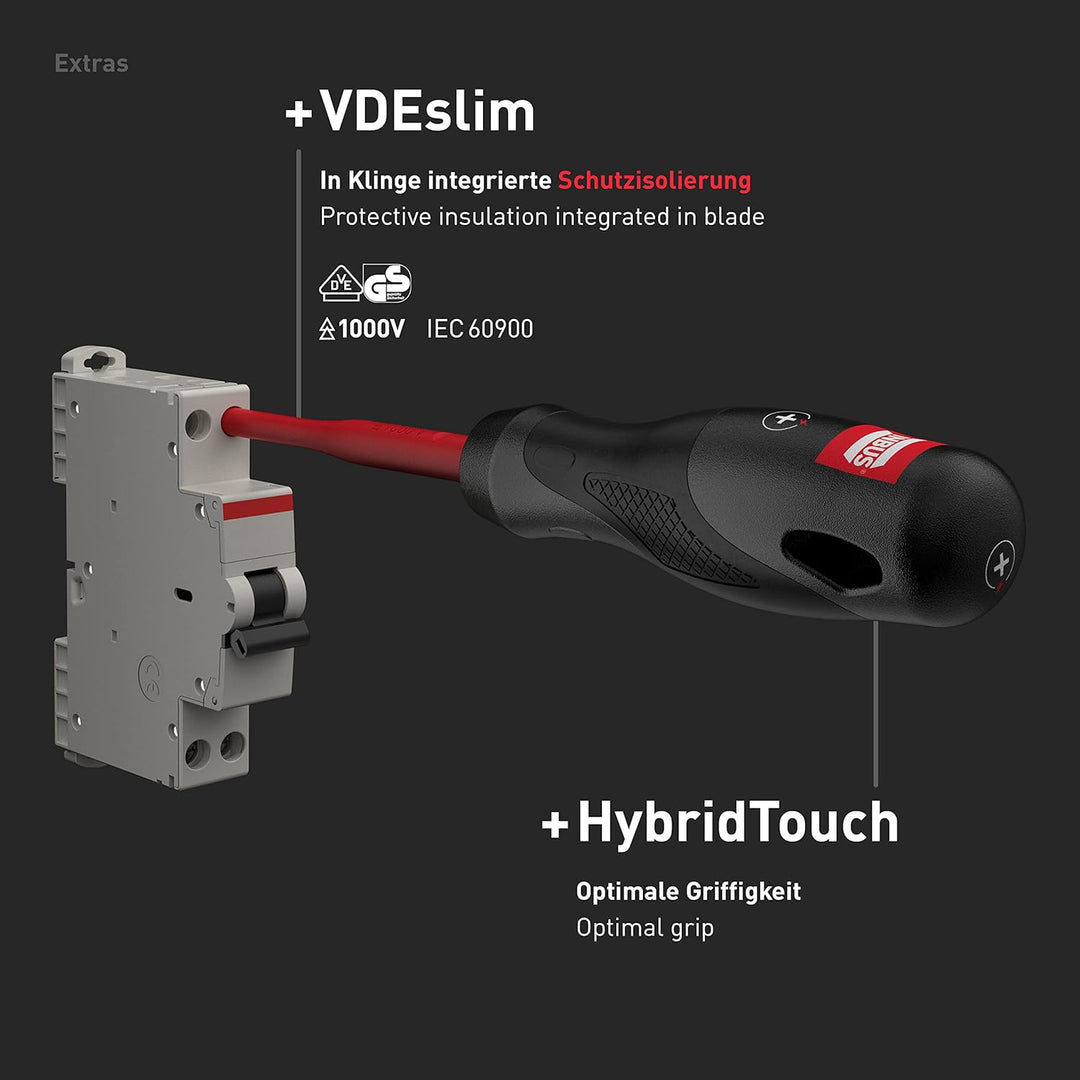 INBUS® 73868 VDE Schraubendreher Set 6tlg, SL2.5–5.5 & PH1–2, mit HybridTouch & VDEslim VDE: 4× SL &