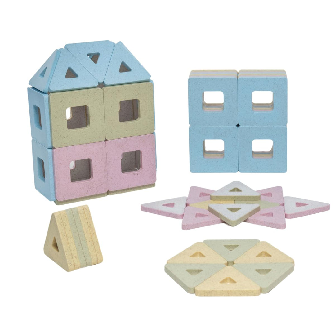 Polydron KinderMag Class Set - Pastel Coloured Magnetic Building Tiles for Toddlers - Promotes Early