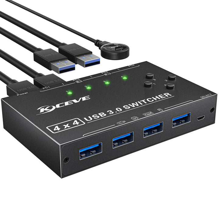 USB 3.0 Switch 4 PC, YOUTINGHDAV 4 in 4 out USB Switch 3.0, USB Switch Box für Tastatur, Maus, Druck