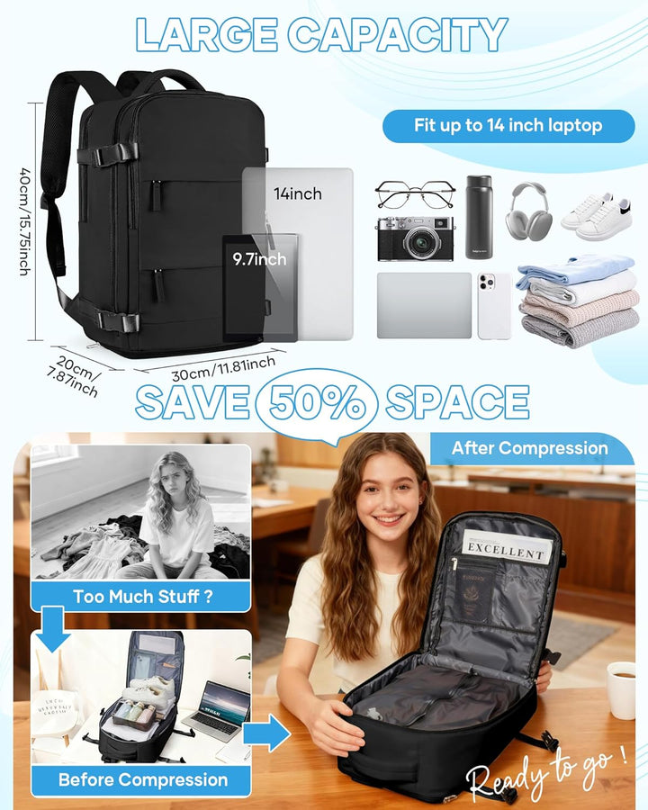 SZLX Vakuum Rucksack 40x30x20 Wizz air Handgepäck Rucksack 40x20x25 für Ryanair Vakuum Reiserucksack