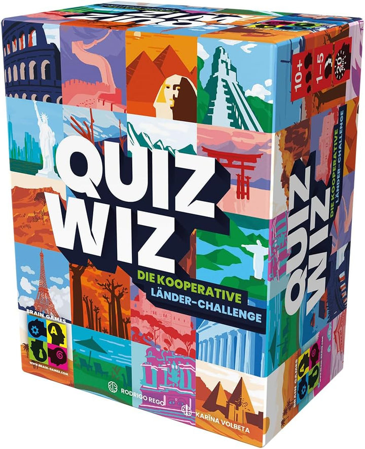Brain Games, QuizWiz: Die kooperative Länder-Challenge, Familienspiel, Kartenspiel, 1-5 Spieler, ab