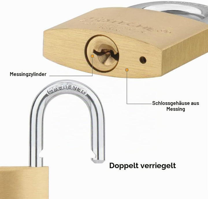Hotehce 4Pcs Messing Vorhängeschloss Set 40MM Feste Messing Vorhängeschlösser Keyed Ähnlich Heavy-Du
