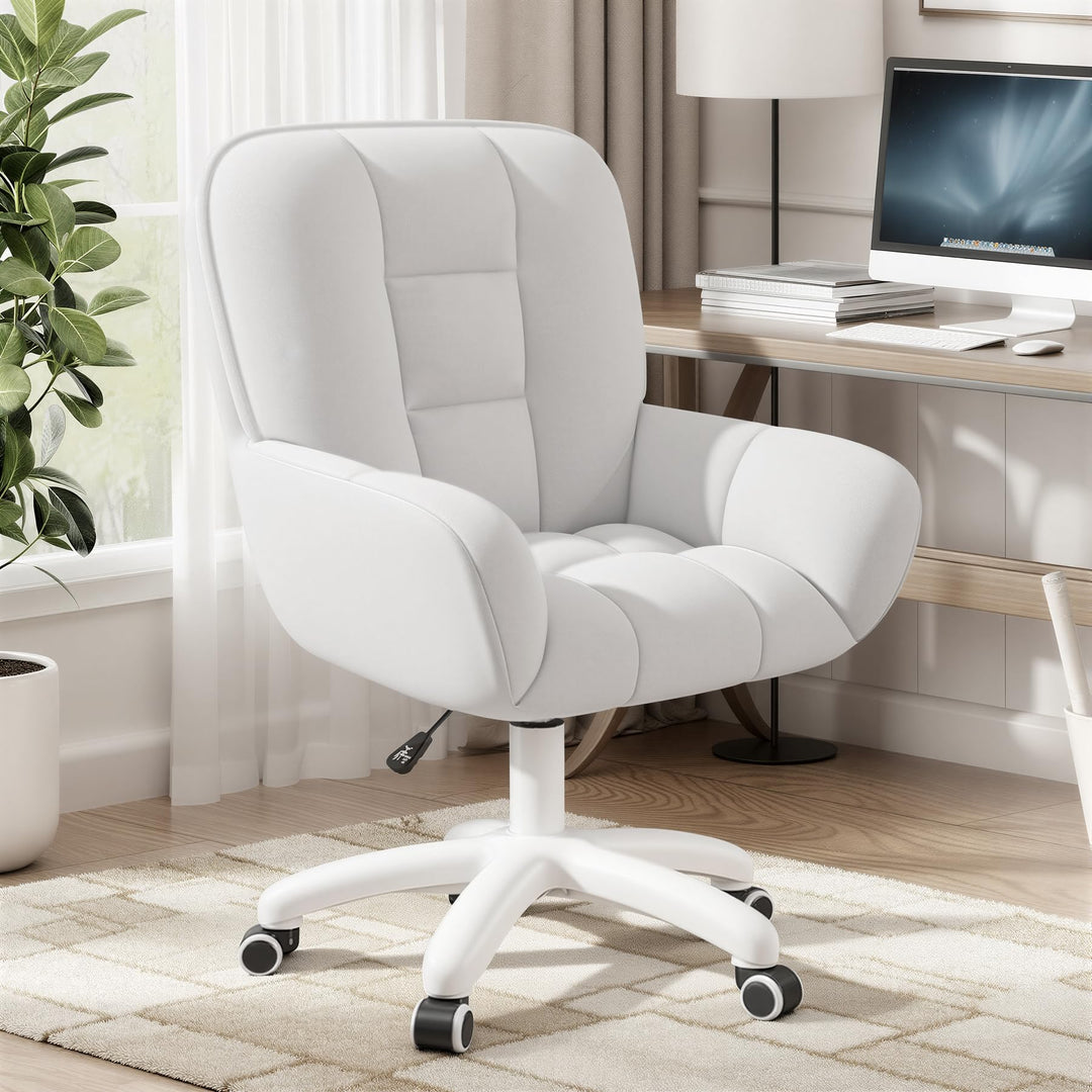Homeoffice & Schminkstuhl 2-in-1 Ergonomischer Samt Drehstuhl 360°, Höhenverstellbar für Arbeitszimm