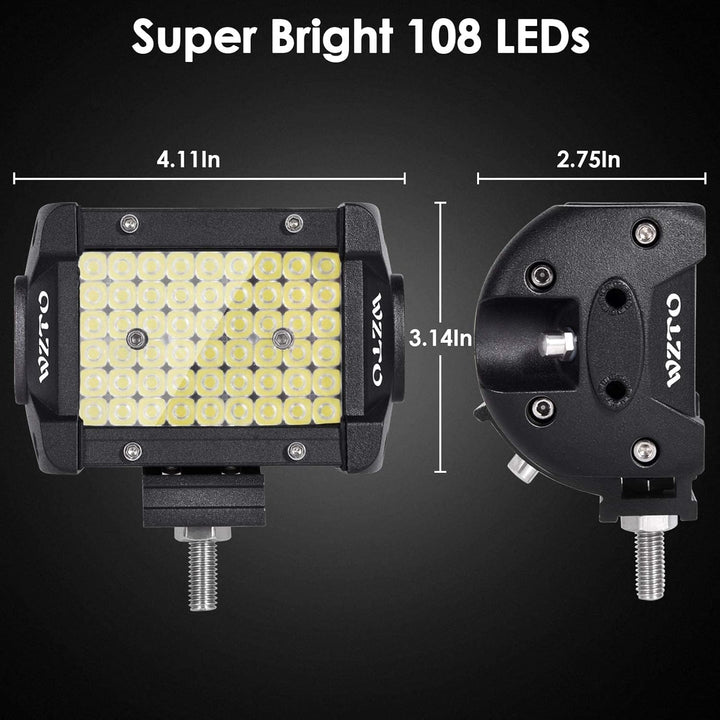 LED Arbeitslicht, 4 Inch 300W 30000LM LED Arbeitsscheinwerfer 108 LEDs Zusatzscheinwerfer,DC 12~24V