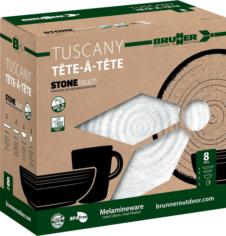 BRUNNER 0830143N.C5T Campinggeschirr Set für 2 Personen, Tête-À-Tête Tuscany, 8-teilig