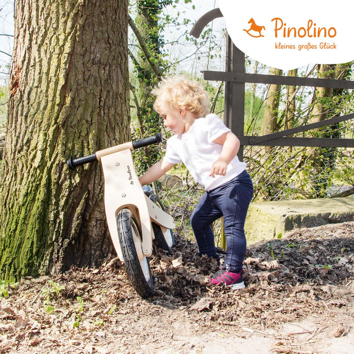 Pinolino 239471 Laufrad Lino, klar lackiert, aus Holz, unplattbare Bereifung, umbaubar vom Chopper z