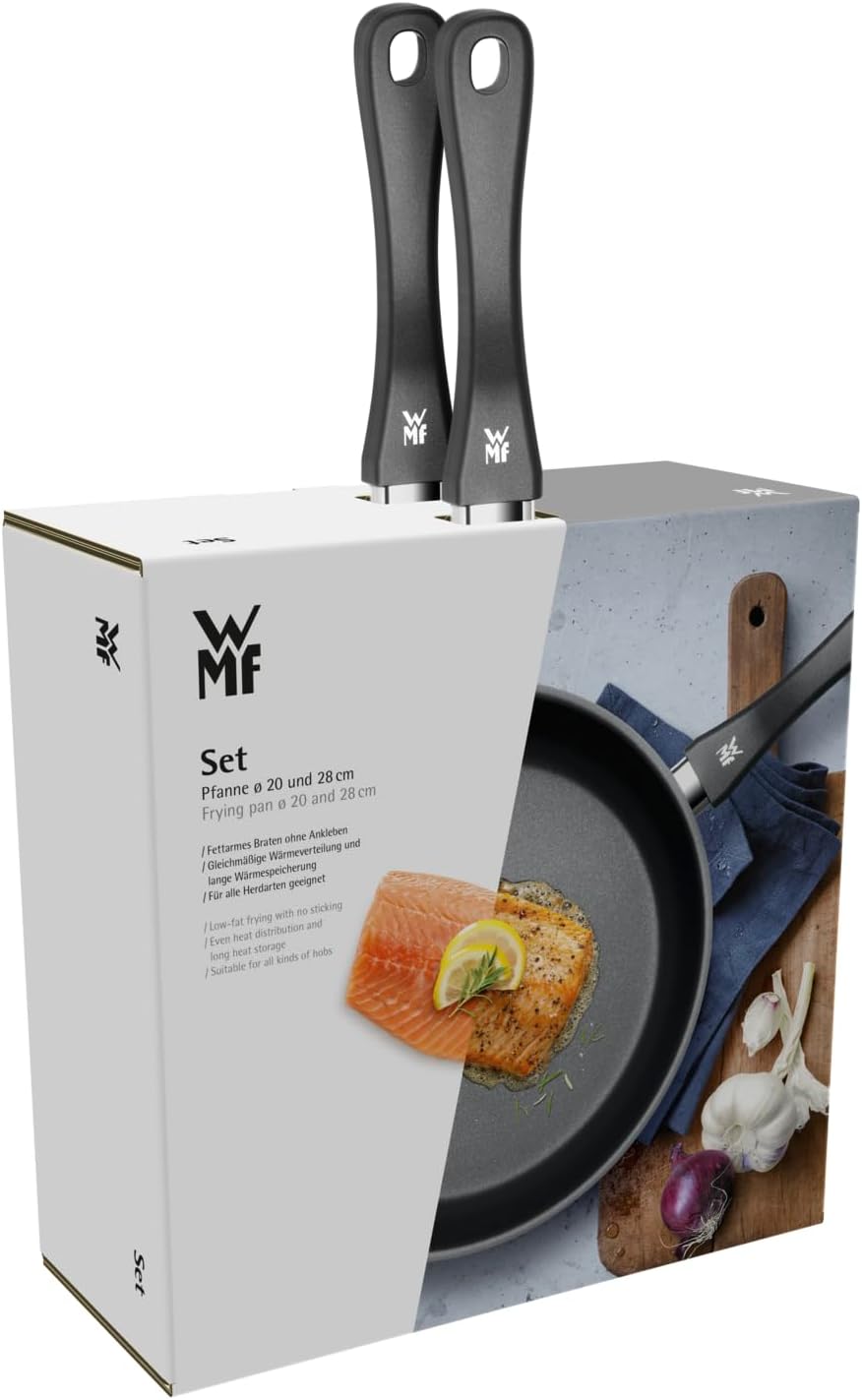 WMF Devil Pfannenset 2-teilig, Bratpfanne 28 cm + 20 cm, Pfanne Induktion, Cromargan Edelstahl besch