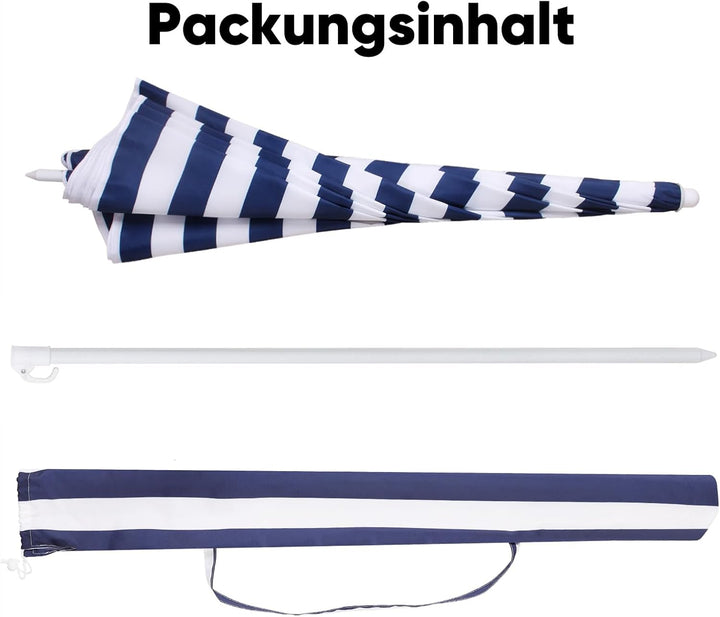 Sekey 160 cm Sonnenschirm Strand mit Schutzhülle für Balkon Garten & Terrasse Neigungswinkel und Höh