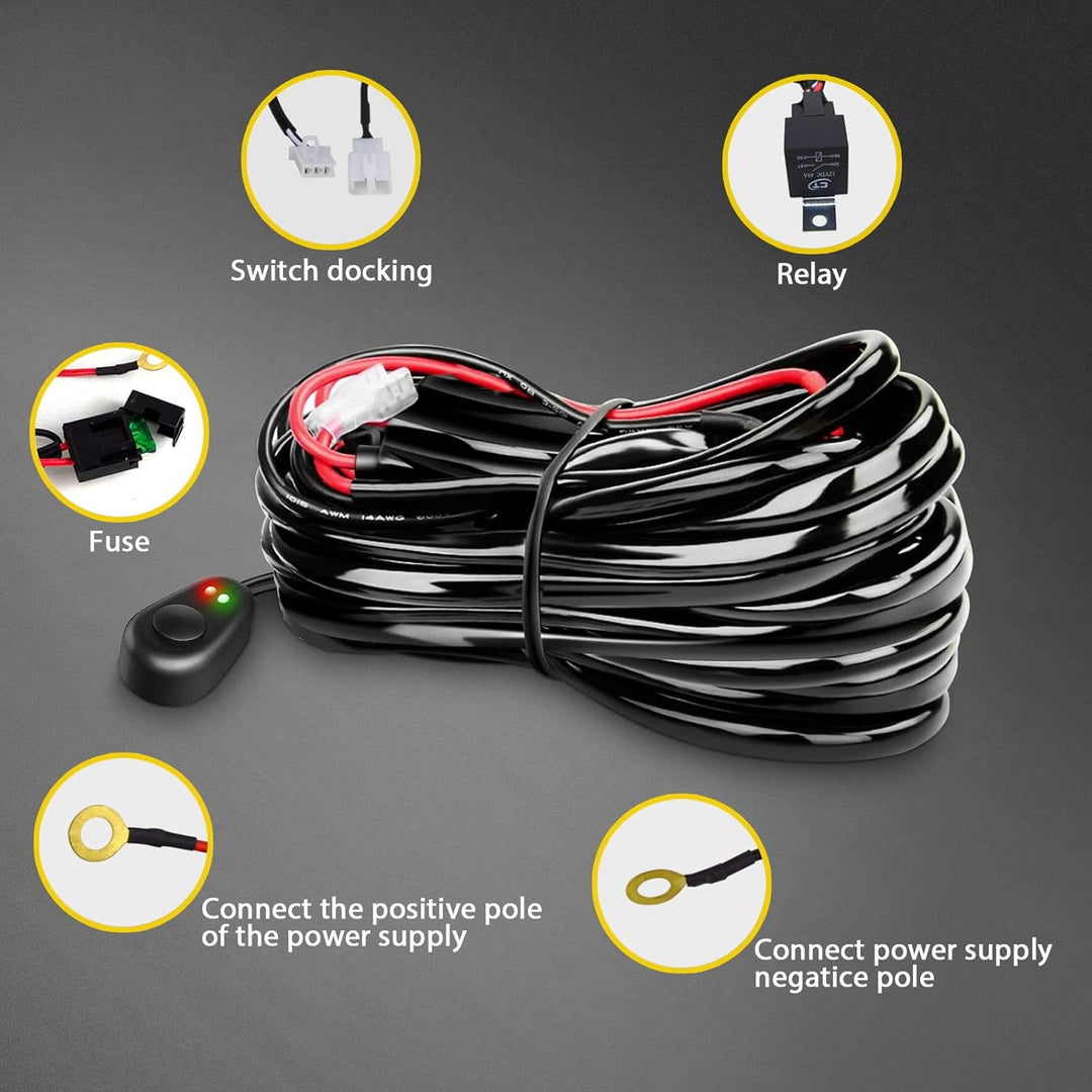 RIGIDON Led lichtleiste kfz mit 12v kabelbaum kit, 22 Zoll 55cm 120W offroad beleuchtung Led bar für