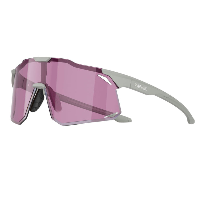 KAPVOE Fahrradbrille Herren Damen mit 3-stufig verstellbaren Bügeln K347 Grau-Rosasilber, Grau-Rosas