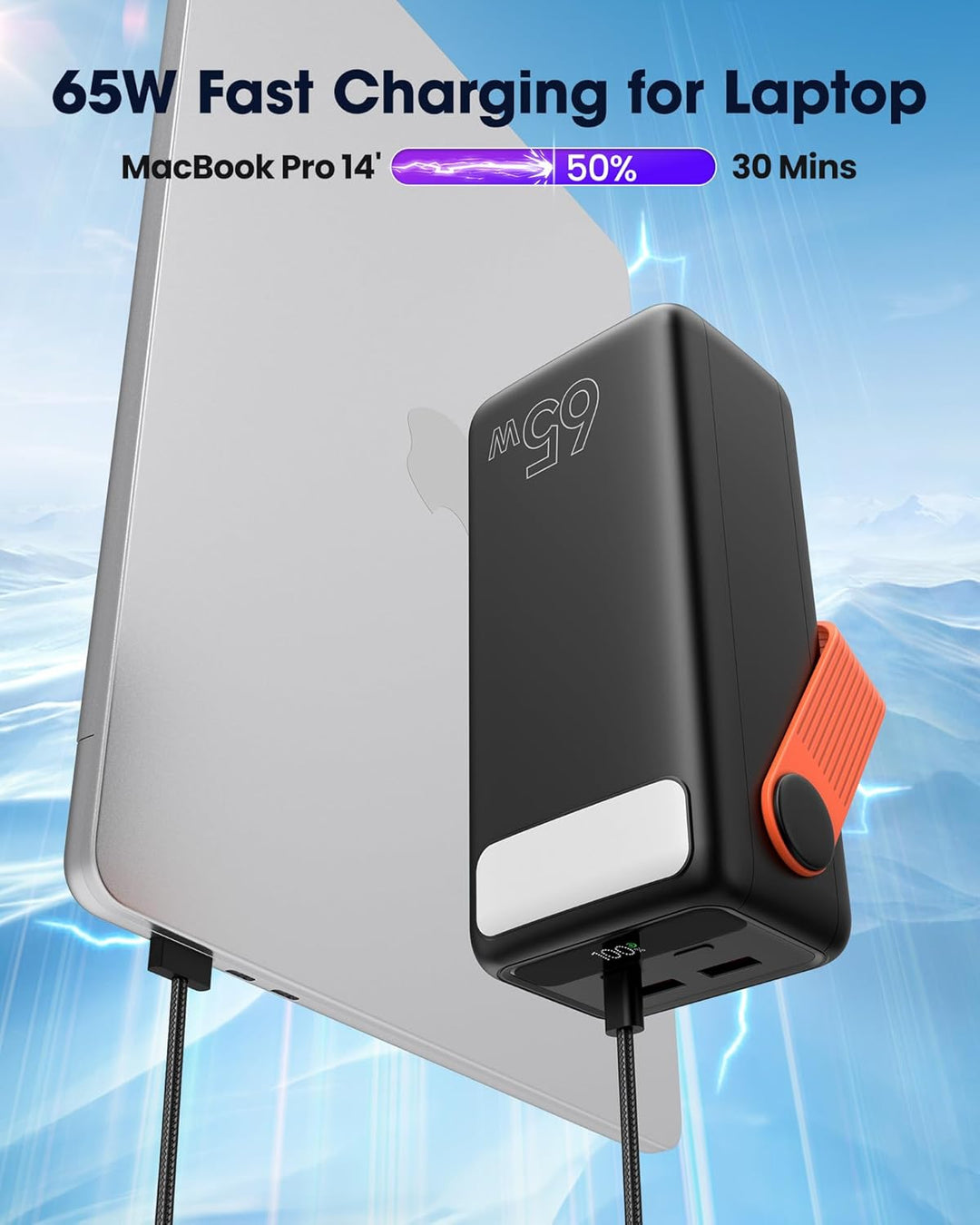 65W Power Bank 60000mAh Grosse Kapazität, USB C Schnell Aufladende Powerbank 3 Ausgänge, Tragbares E