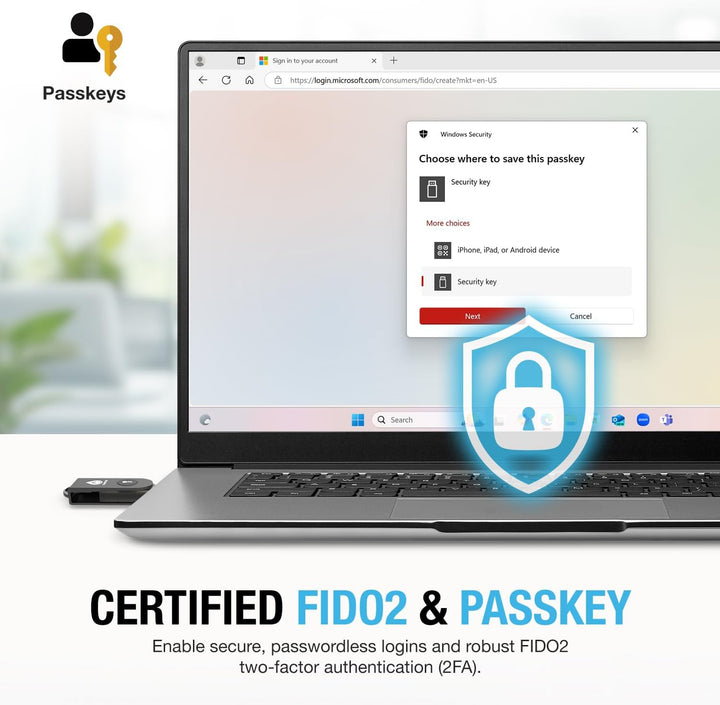 Thetis Pro-A FIDO2-Sicherheitsschlüssel-Passkey-Gerät mit USB A und NFC, TOTP/HOTP-Authentifikator-A