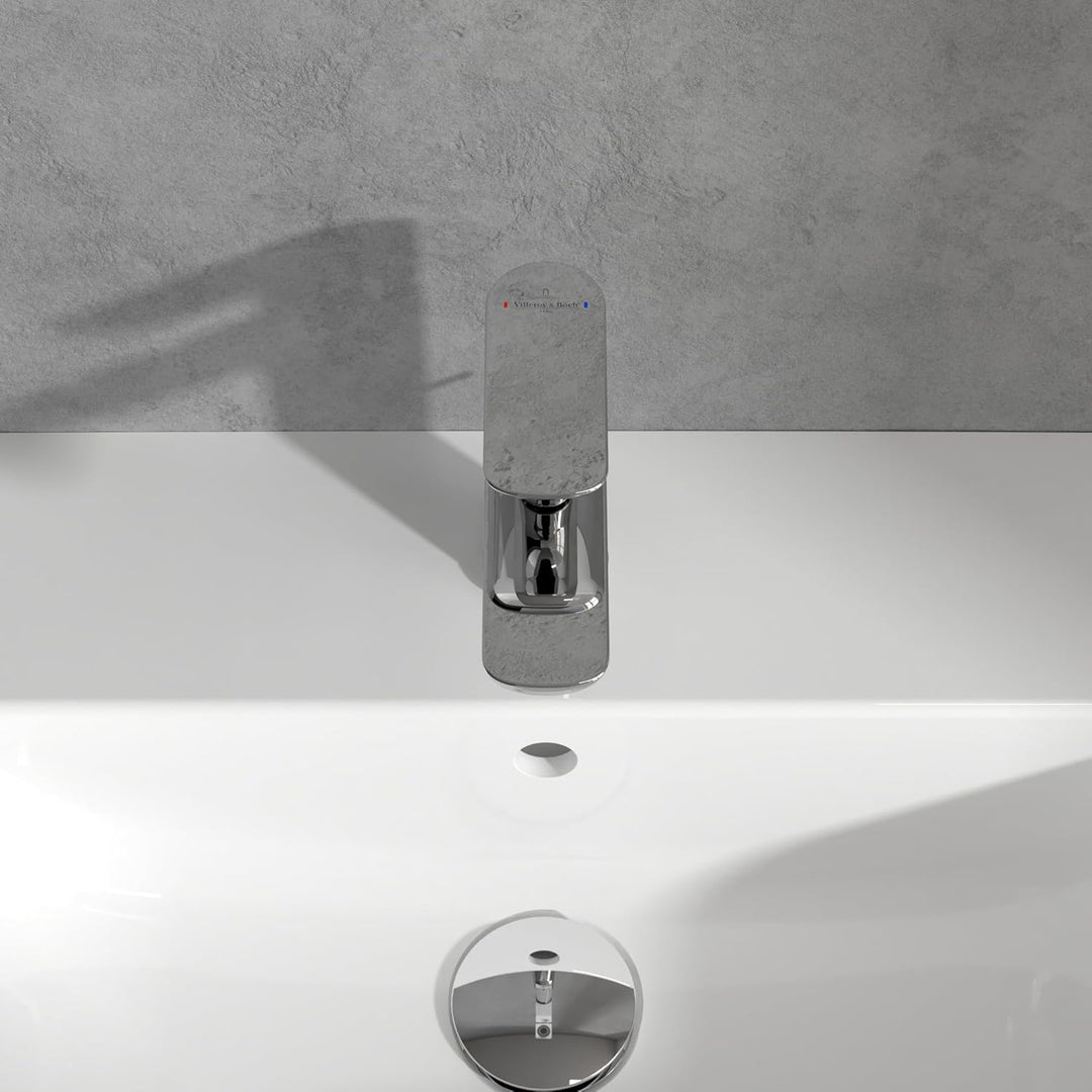 Villeroy & Boch O.novo Waschtischarmatur, Wasserhahn Bad mit Zugstange und Keramikkartusche, Waschbe