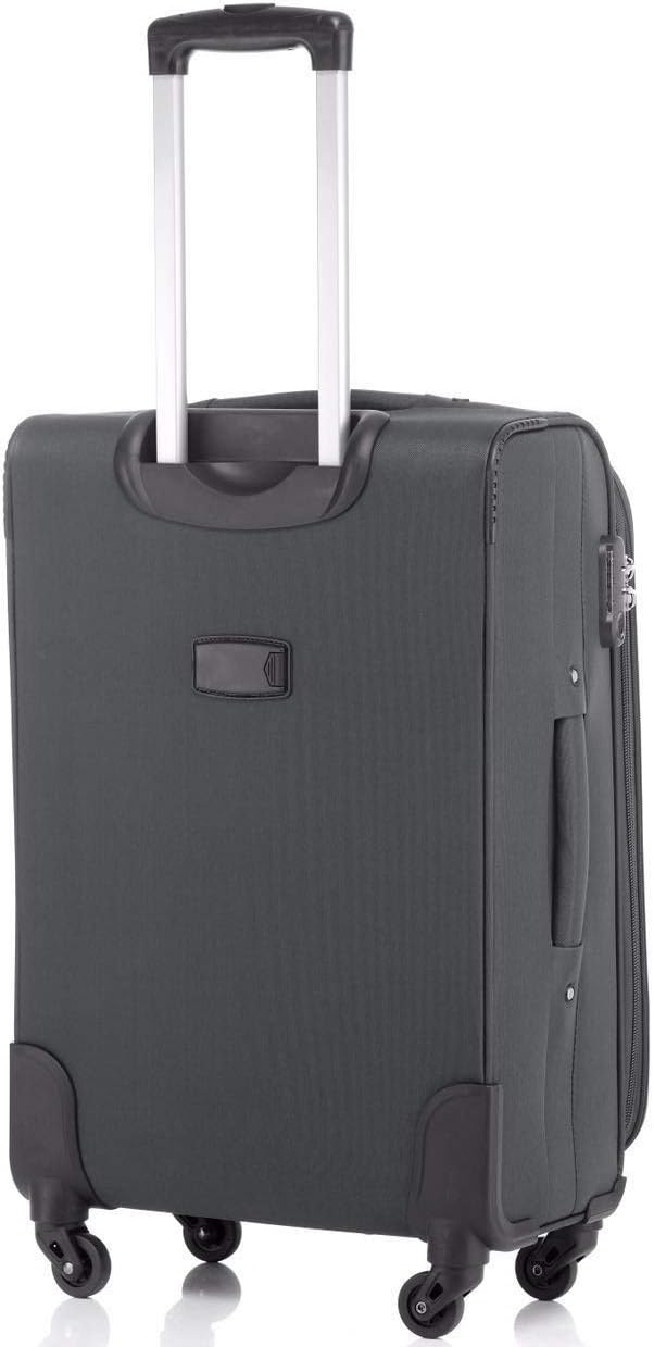 2-TLG. Trolley-Set M: 64cm - S: 54cm (Handgepäck), Dehnfalte, 4 Rollen Koffer-Set (Grau)
