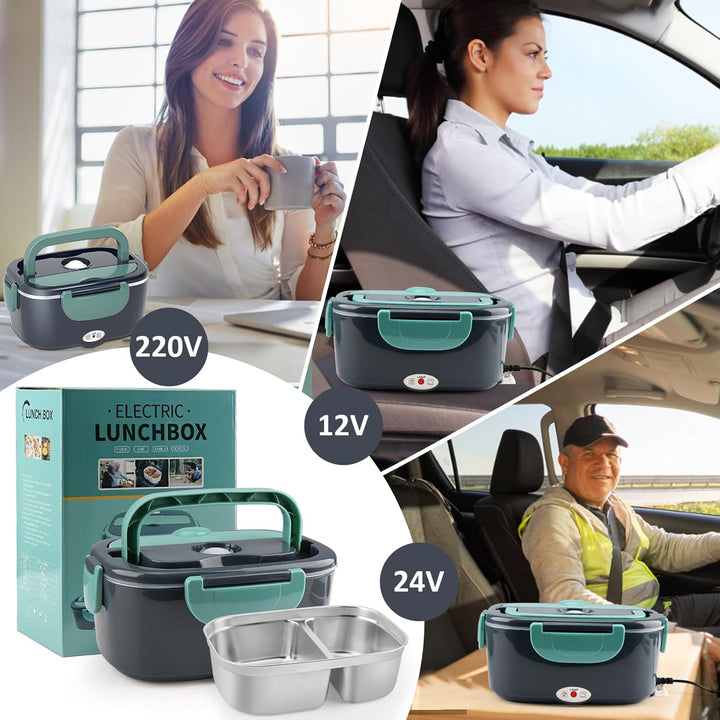 Elektrische Lunchbox 100W, 3-In-1 tragbare beheizte Lunchbox, 1,5L Edelstahl Entnehmbare brotdose, 1