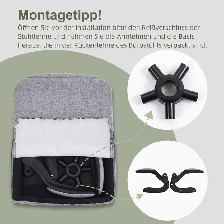 CASTLOVE Bürostuhl Ergonomisch Schreibtischstuhl Chefsessel Mit Gepolsterten Armlehnen Klappbar, Höh