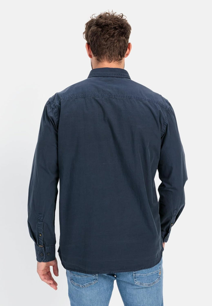 camel active Herren Langarmhemd aus Baumwolle S Dunkelblau, S Dunkelblau