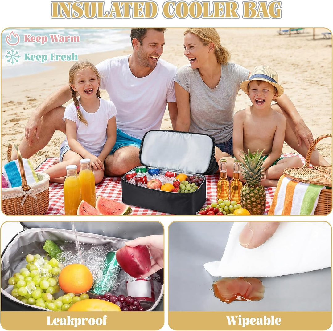 Strandtasche mit Kühlfach - Grosse Mesh Beach Bag wasserdicht mit Reissverschluss &amp; Fächern, Abnehmb