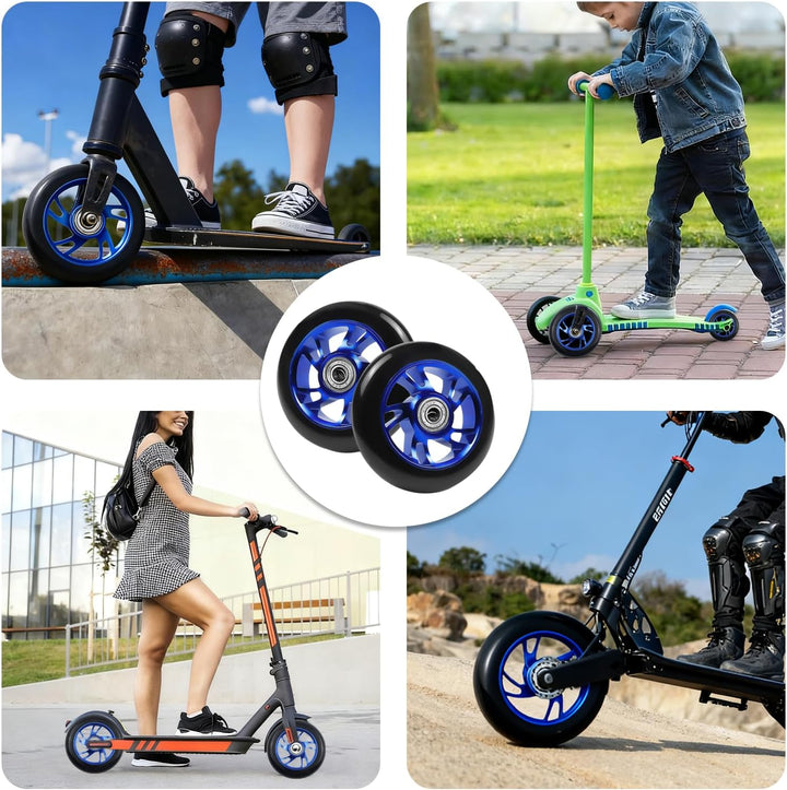 HA BIN Scooter Räder 100mm – 2 Stück, ABEC-9 Kugellager, Aluminiumlegierung Felgen, Anti-Blockier-La