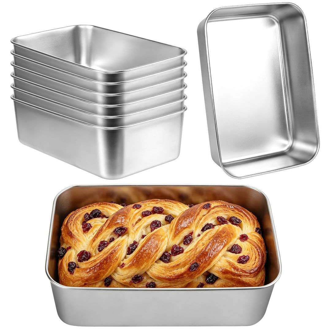 8er Set Kastenform Edelstahl, 22 x 15 x 6,5 cm Backform ohne Beschichtung, Edelstahl-Kastenformen Br
