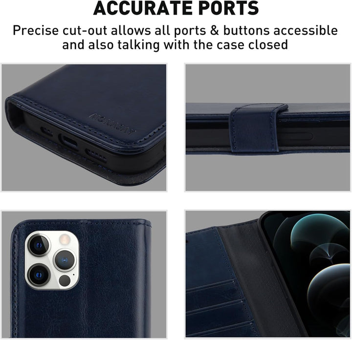 MONASAY Hülle Fit für iPhone 11 Pro Max Handyhülle 6.5 Zoll,[Schutzglas][Kartenfach][Standfunktion][