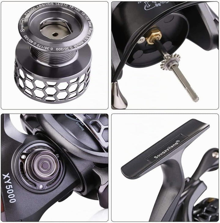 Sougayilang Angelrolle 13 + 1BB leicht, ultra-glatt, Aluminium-Spinnrolle mit gratis Ersatz-Graphits
