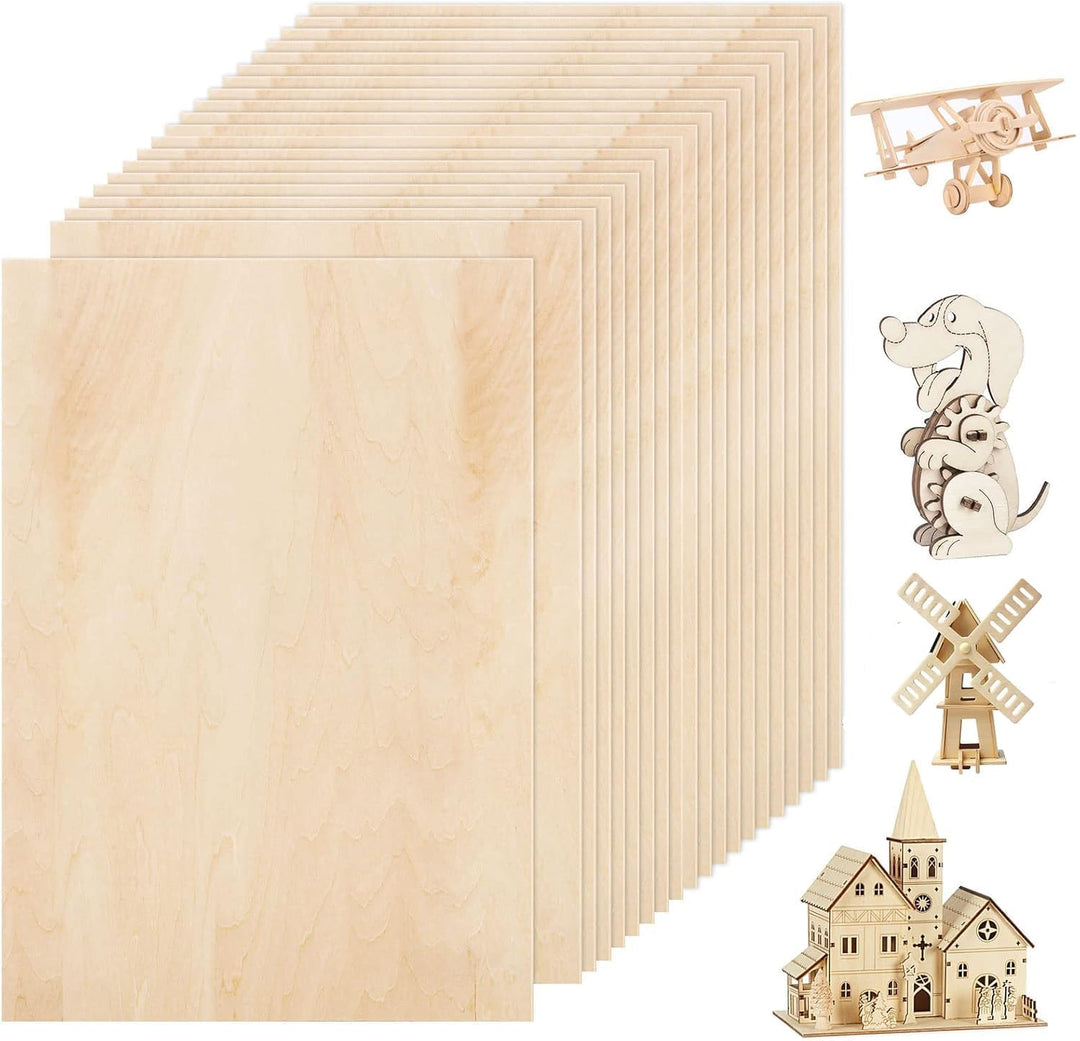 ASelected 20 Stücke Sperrholzplatte Holz 300 * 200 * 2mm - A4 Lindenholz Sperrholz Platte Für Laserp