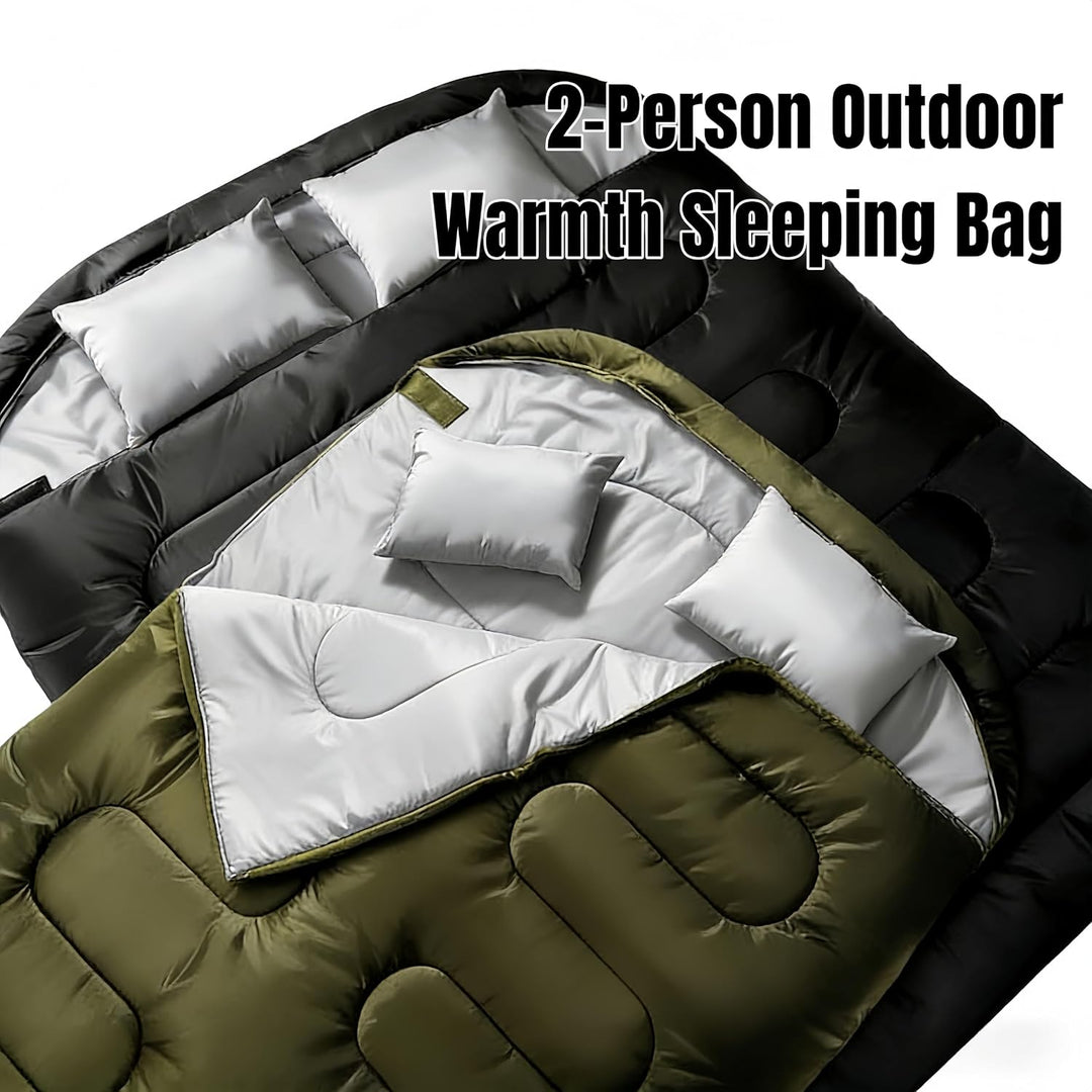 Doppelschlafsack 2P 220x150cm, 3-in-1 Deckenschlafsack teilbar in 2 Einzelsäcken, wasserdichter Camp