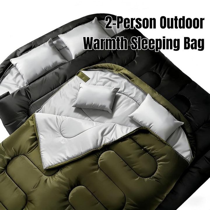 Doppelschlafsack 2P 220x150cm, 3-in-1 Deckenschlafsack teilbar in 2 Einzelsäcken, wasserdichter Camp
