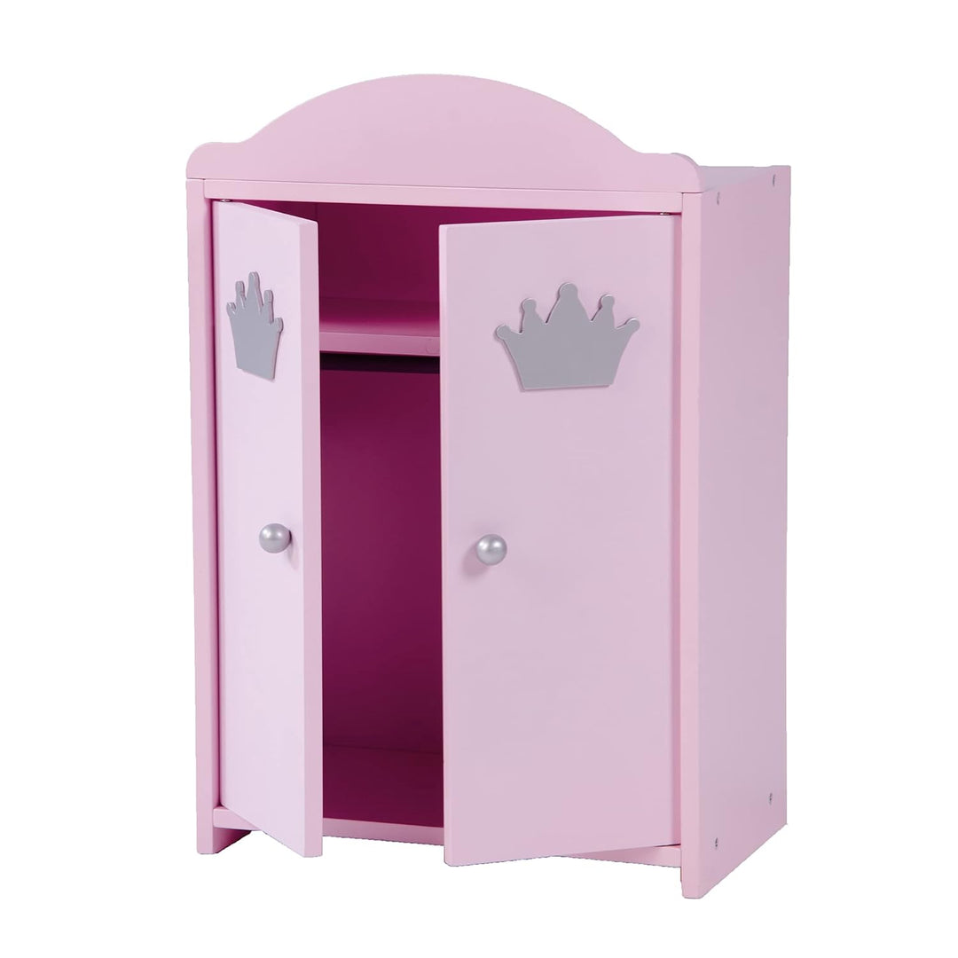 roba Puppenkleiderschrank 2-türig aus Puppenmöbelserie „Prinzessin Sophie“, Puppenkleiderschrank ros